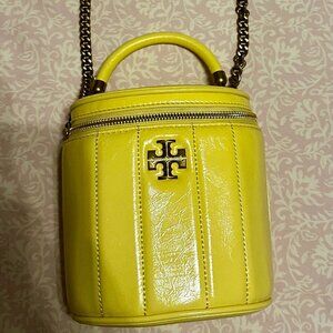 Yellow Tory Burch Mini Kira Quilted Leather Vanity Case